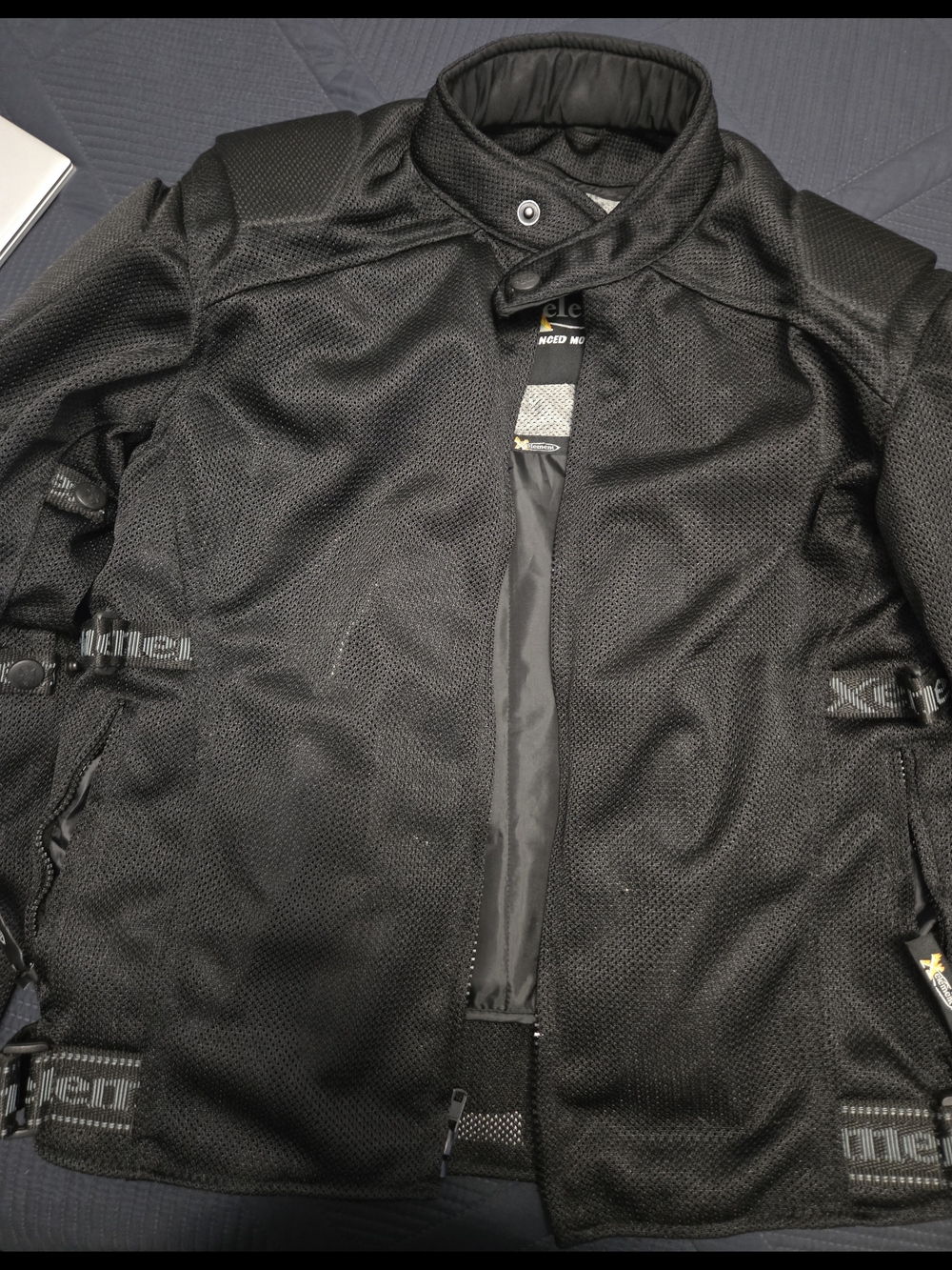 Xelement Men's Black Mesh Motorcycle Jacket - Zip Out Liner, Padded, Size Med